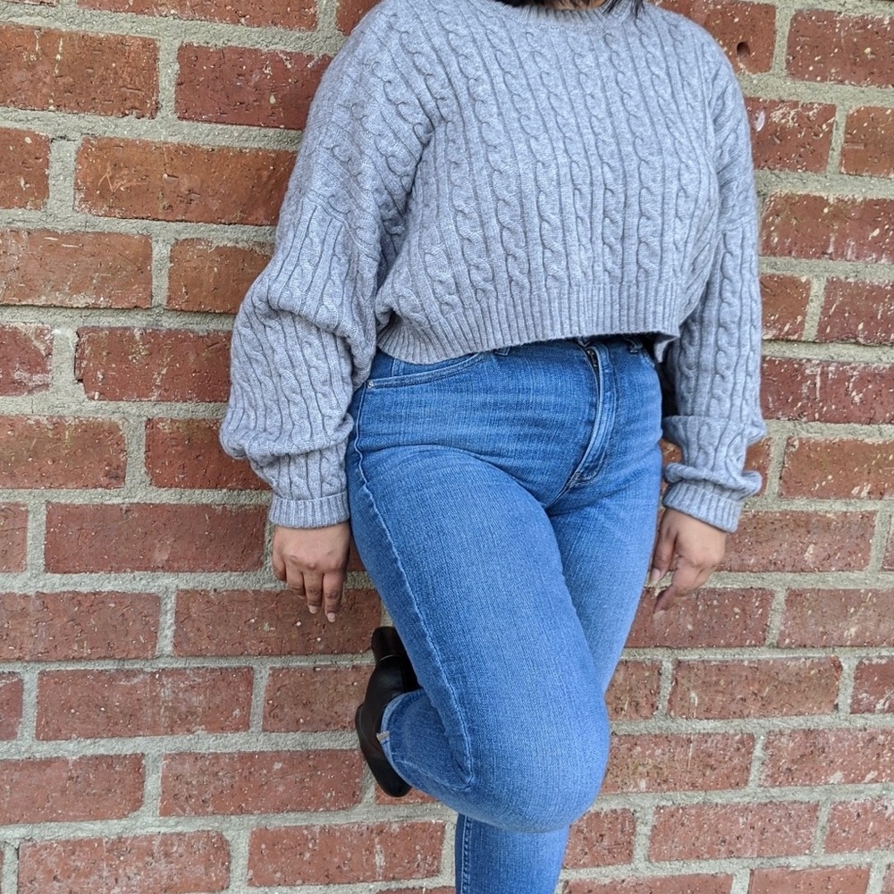 Oversized cropped top sweater. Brand new and available in multiple sizes.